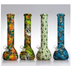 13.7" Silicone Glow in the Dark Decal Beaker Bong