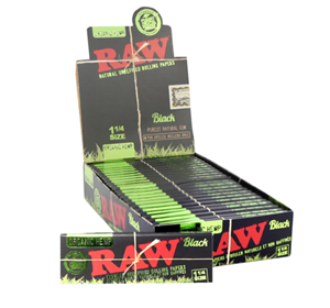 Raw Black Rolling Papers - Organic Hemp 1 1/4