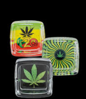 FUJIMA  Square Glass Leaf Ashtrays Assorted